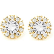 Round Crystal Center Stone Earrings, 2 Pairs