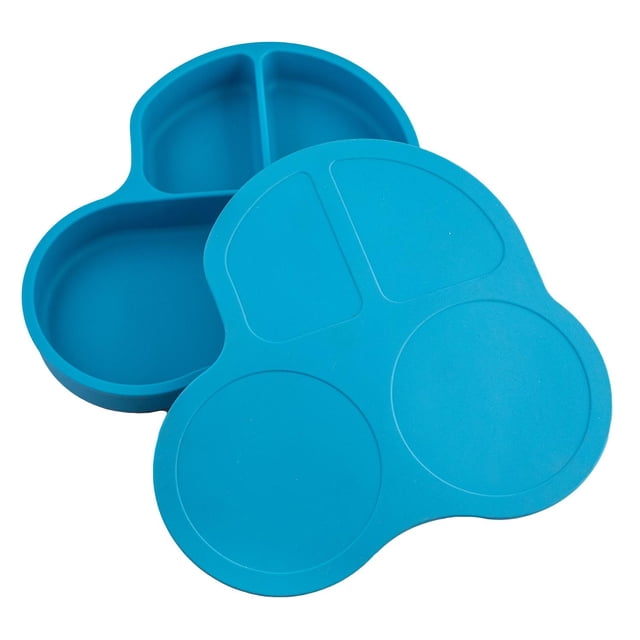 Plato con Divisiones PAPU BABY Azul Indigo de Silicón con Succión para Bebés