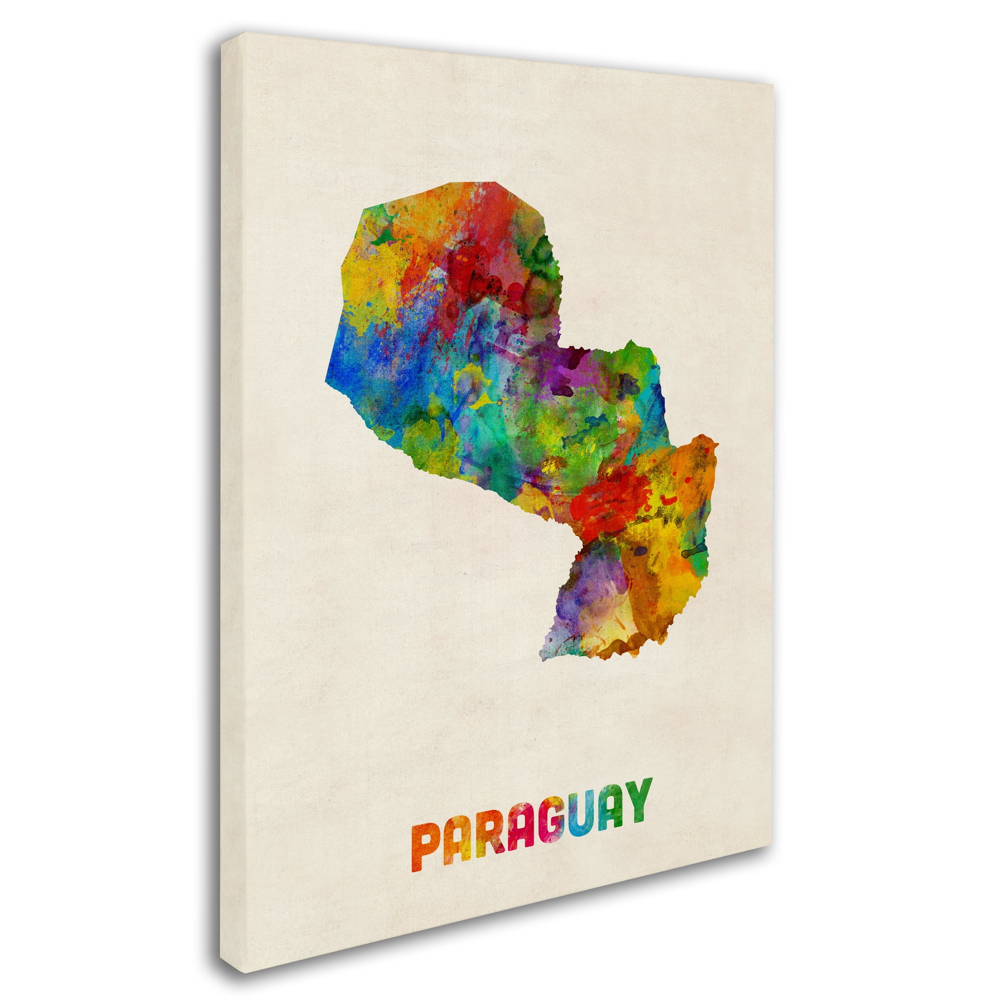 Michael Tompsett 'Paraguay Watercolor Map' Canvas Art 18 x 24