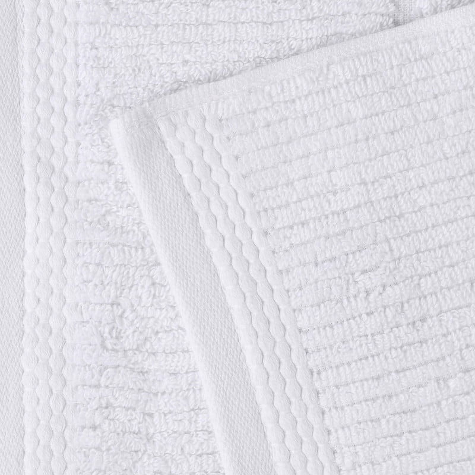 Superior Milo 3 Piece Smart Twist Cotton Towel Set, Medium Weight Ribbed Design Towels, White