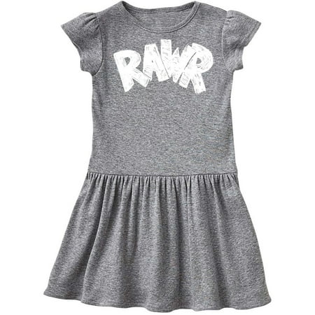 

Inktastic Rawr Distressed Text in White Gift Toddler Girl Dress