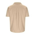 thumbnail image 4 of BiZtdJrK Mens Solid Shirts Short Sleeve Button Down Casual Shirt Wrinkle Free Dressy Casual Blouse Lightweight Beach Vacation Blouses Birthday Gift Beige XXL, 4 of 7