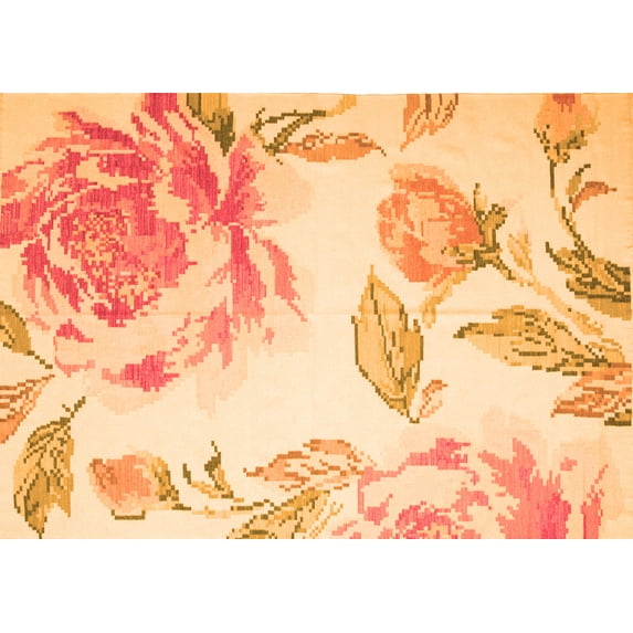 Ahgly Company Indoor Rectangle Botanical Orange Coastal Area Rugs, 5' x 8'