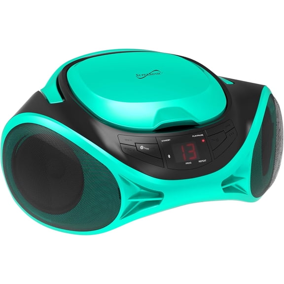 Supersonic SC-726BT Portable CD Player AM/FM Radio Bluetooth LED AC/DC Teal