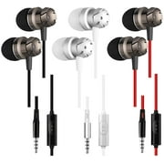 3 Packs Earbud Headphones with Remote & Microphone, SourceTon In Ear Earphone Stereo Sound Noise Isolating Tangle Free