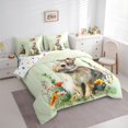 thumbnail image 4 of Homewish Cute Farmhouse Rabbit Bedding Comforter Set 7pcs for Kid, Kawaii Cartoon Bunnies King Bedding Sets, Groovy Daisy Flower Reversible Bed Sheets, Breathable Home Decor, 4 of 8