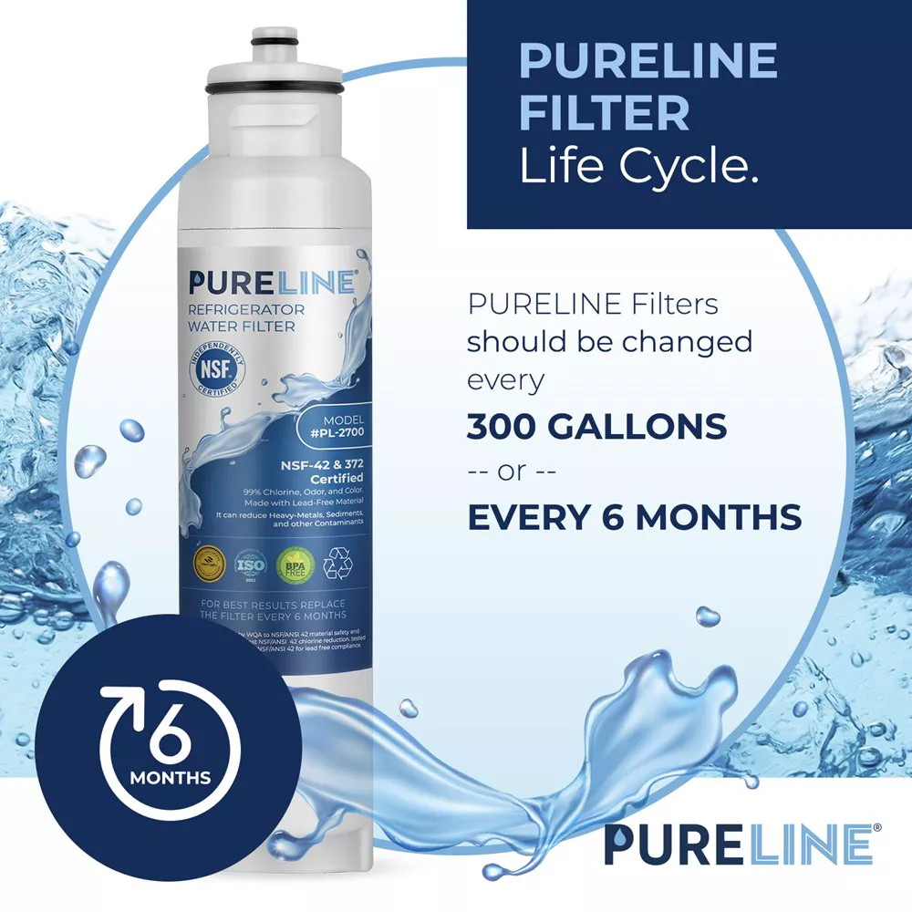 PURELINE DW2042FR-09 Refrigerator Water Filter. Compatible with Daewoo Aqua Crystal DW2042FR-09, DW2042FR, Kenmore 46-9130 (3-Pack)