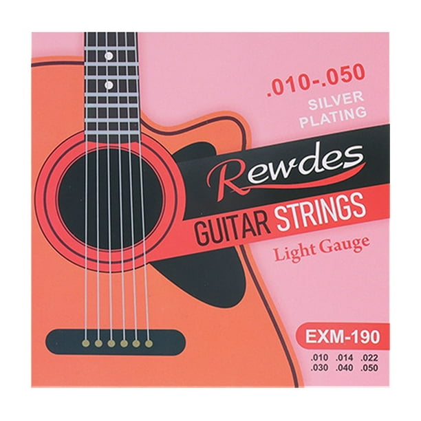 Juego de cuerdas para guitarra acústica para guitarras folk y clásicas. Cuerdas de repuesto para un sonido óptimo y una mayor durabilidad. Compatibles con la mayoría de guitarras de madera.