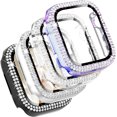 thumbnail image 1 of 4-Pack Compatible with Apple Watch Series 8 & Series 7 Screen Protector 41mm, Bling Case Crystal Protective Bumper with Screen Protector for Apple Watch Case, Rainbow/Clear/Black/Silver, 41mm, 1 of 5