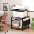 thumbnail image 4 of Leyaoyao Large Printer Stand with Side Storage Shelf, Adult Printer Table for Home Office, Rolling Printer Cart Holder with Lockable Wheels, Brown, 4 of 7