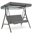 thumbnail image 5 of Outdoor Swing Canopy Waterproof Top Cover Replacement, 45''x65'' Patio Canopy Cover for 2/3-Seater Swing Garden Porch Sunproof Awning Canopy All Weather Protection Easy Installation, Grey, 5 of 5
