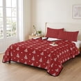 thumbnail image 2 of Quilts Queen Size Bedding Set, Red Christmas Lightweight Quilted Comforter, Xmas Trees Dots Modern Minimalist Style Soft Reversible Bedspread Coverlet with Pillow Covers for All Season, 90" x 96", 2 of 9
