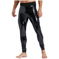thumbnail image 3 of Eandarui Men's Faux Leather Compression Bottoms Leggings Long Trousers Skinny Yoga Pants Clubwear Black XL, 3 of 6