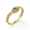 thumbnail image 4 of JeenMata Solitaire Claddagh - 1 Carat Round Brilliant Cut Clear Druzy Moss Green Agate - Braided Engagement Ring - 18K Yellow Gold Plating over Silver, 4 of 7