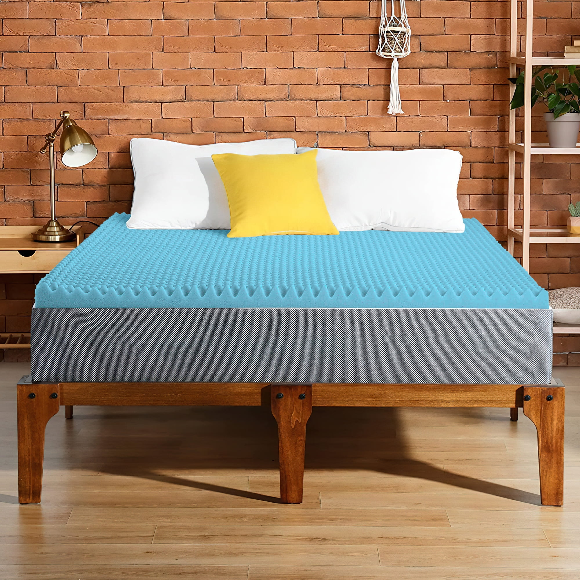 Continental Sleep, 3" Convoluted Gel Memory Foam Toppers, King, Blue