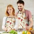 thumbnail image 5 of Red Mushroom Floral Light Beige Pattern Apron-Garden Aprons for Women with Pockets-Cotton Linen Waterproof Kitchen Cooking Gardening Aprons Adjustable for Kitchen,Cooking,BBQ and Salon 33x27 Inch, 5 of 7