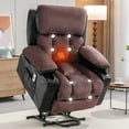thumbnail image 2 of LEGAHOME Lift Recliner, Electric Power Recliner Chair with Massage Function, PU Leather Lift Chair with Cup Holders and Side Pocket, Wide Seat Recliner Sofa for Elderly, Brown, 2 of 10