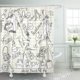 thumbnail image 1 of ABPHQTO Cortina de ducha Line City Shopping in New York Doodles Sketch Coffee 160x180 cm, 1 of 1