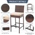 thumbnail image 6 of AVAWING Outdoor Wicker Rattan Bar Stools Set of 2 with Cushion for Backyard & Pool, Brown, 6 of 8