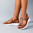 thumbnail image 6 of Vacation Sandals for Women, Wedge Sandals Open Toe Sandals for Women Summer Comfortable Dressy Platform Wedges Shoes Wide Width Buckle Ankle Strap Hollow Out Beach Athletic Walking Sandal, Brown 8, 6 of 7