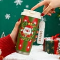 thumbnail image 6 of Christmas Hot Cocoa Coffee Cups with Lids,16.9oz Insulated Travel Tumbler Stainless Steel With Tea Strainer,Reusable Coffee Mug for Cold/hot Beverage Hot Chocolate for Xmas Holiday Party Supplies(D), 6 of 10