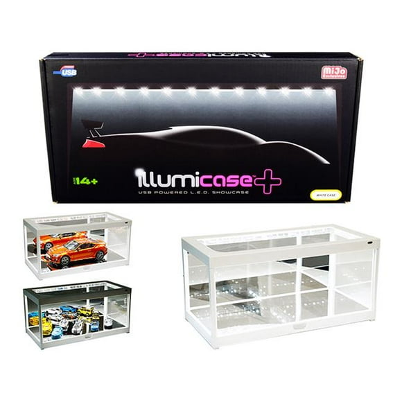 Illumibox MJ7710MW 1-64 Scale Collectible Display Show Case Illumicase with LED Lights & Mirror Base, White
