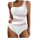 thumbnail image 2 of Trajes de baño de una pieza para mujer, traje de baño de bikini con tirantes y espalda descubierta de color liso para mujer, 2 of 5
