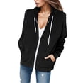thumbnail image 1 of Veste à Capuche Décontractée pour Femme, Couleur Unie, Poche Zippée, Manches Longues, Légère, Haut de Mode Printemps Automne, 1 of 6