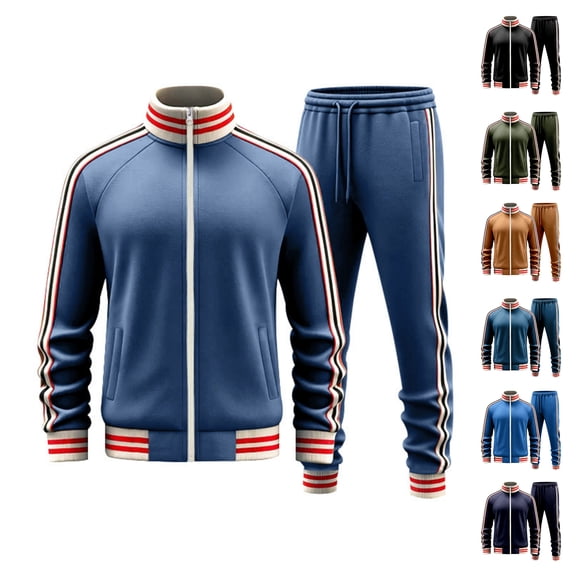 Men's Winter 2-Piece Casual Set, Fleece Baseball Jacket and Pants, Warm Sportswear Outfit For Cold Weather Outdoor Activities,Army Green,L