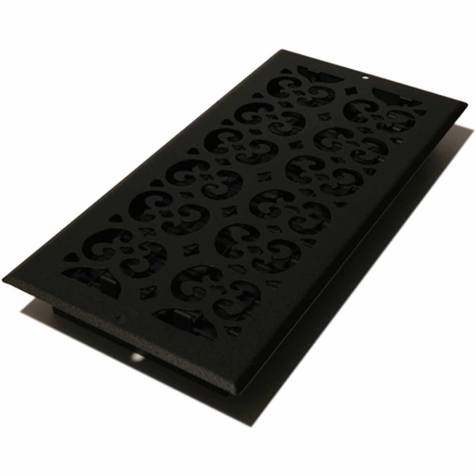 Decor Grates Scroll Floor/Wall Register, Black, 6" x 14"