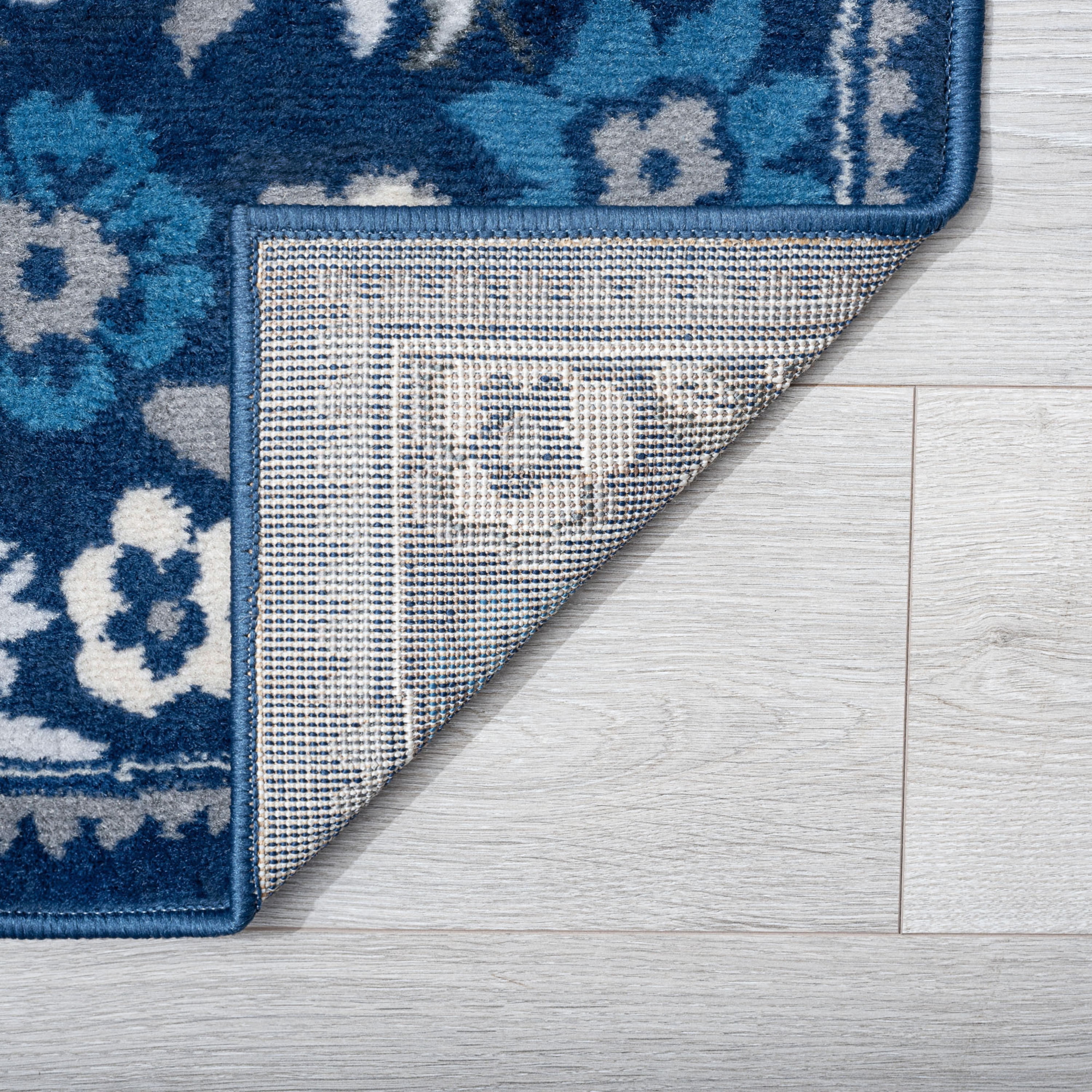 Madison Traditional 4' x 5' Dark Blue Polypropylene Indoor Area Rug