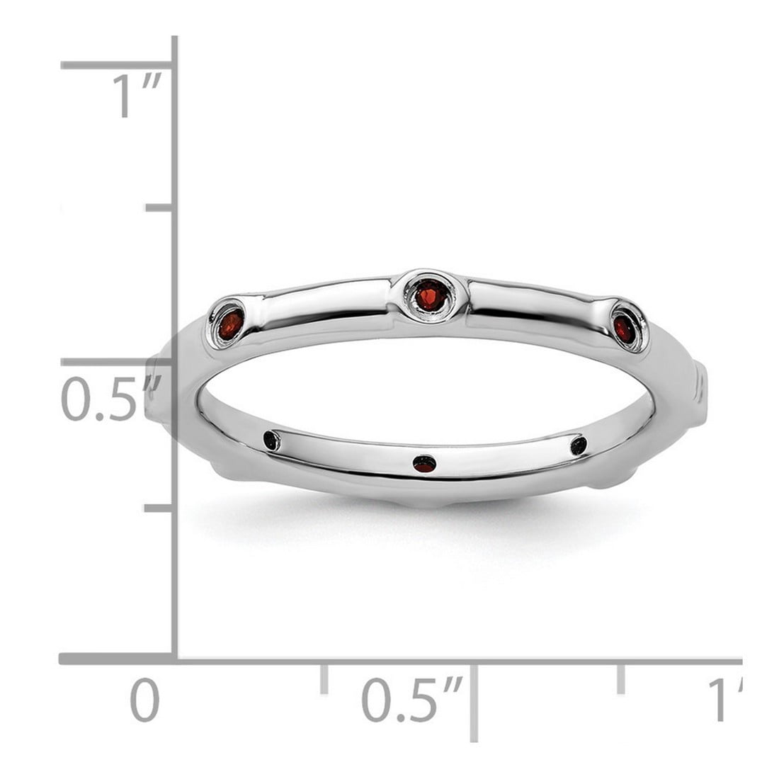 925 Sterling Silver Bezel Polished Stackable Garnet Ring Size 7 Stackable Ring for Women - .16 cwt