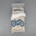 thumbnail image 2 of Ambesonne Vintage Bedding Set 4 Pcs, Retro Chopper Rider, Queen, Slate Blue Tan, 2 of 3