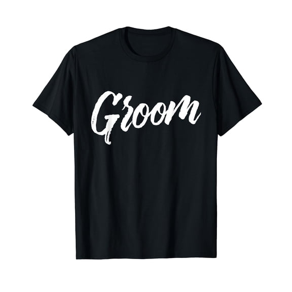 Groom Wedding T-Shirt | White Brush Distressed Text T-Shirt