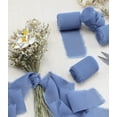 thumbnail image 2 of Socomi Dusty Blue Handmade Fringe Chiffon Silk Ribbon 1-3/4" x 7Yd 4 Rolls Frayed Ribbons for Wedding Invitations Bridal Bouquets Gift Wrapping, 2 of 3