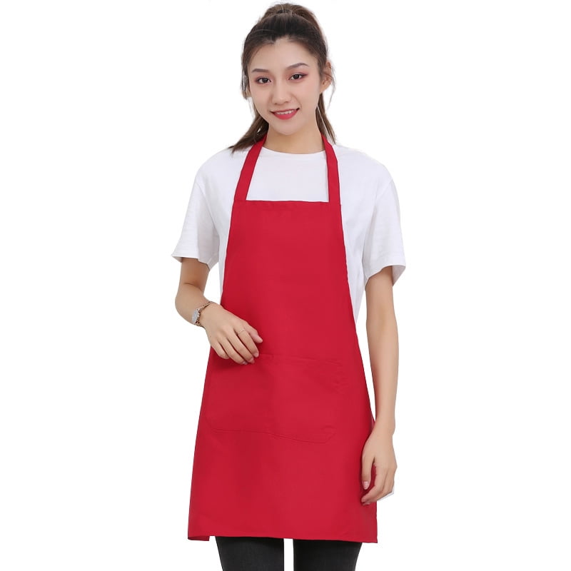 Red Chef Aprons Apron with 2 Pockets Waterproof Adjustable Apron for Men Women Professional Cooking Apron for Cooking Gardening Restaurant BBQ Cafe Walmart