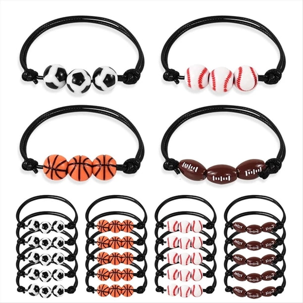 40 Piezas Cuentas de Baloncesto de Fútbol Pulsera con Dijes Tema Deportivo para Niños Favores de Fiesta de Cumpleaños Decoración Regalo de Relleno de Piñata