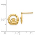 thumbnail image 3 of Real 14kt Yellow Gold Claddagh Post Earrings; for Adults and Teens; for Women and Men, 3 of 3