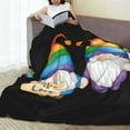 thumbnail image 6 of Honeii Happy Pride Gnome Print Fleece Blanket - Throw Blanket for Bed, Sofa, Couch, Camping, and Travel , Microplush Ultra Soft Warm Blanket-60"x50", 6 of 7