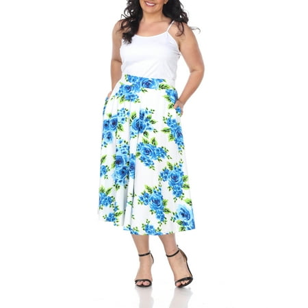 Women's Plus Size Floral Midi Skirt