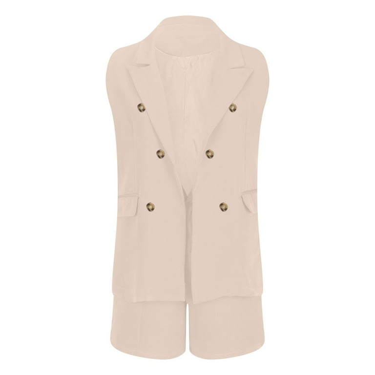 Business Casual Vest Set Women Sleeveless Blazer Vest Shorts