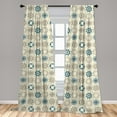 thumbnail image 5 of Ambesonne Compass Curtains, Marine Inspired Retro, Pair of 28"x84", Beige Teal, 5 of 5