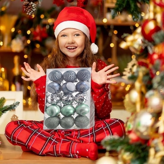 Hiroekza 30 Pcs Christmas Balls Gift Box Set Creatives Color Painting Christmas Balls Christmas Tree Hanging Balls Pendant Christmas Decorations Set