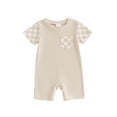 thumbnail image 1 of Mono para bebé niño, manga corta, cuello redondo, a cuadros, ropa de verano para uso diario informal., 1 of 9