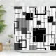 thumbnail image 3 of Juego de cortinas de ducha modernas negras con ganchos: cortinas de ducha en blanco y negro para baño, cortinas de baño geométricas de tela con ganchos, 3 of 4
