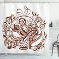 thumbnail image 1 of Ethnic Shower Curtain, Classic Blossom Swirls with Middle Eastern Arabian Bohemian Influences Pattern, Fabric Bathroom Set with Hooks, 69W X 70L Inches, Brown and White, by Ambesonne, 1 of 3