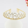 thumbnail image 6 of 2 Pieces Black Crown Birthday Rhinestone Crown Banquet Size 1 Golden, 6 of 8
