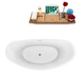 thumbnail image 4 of 75" Streamline N940BBR Soaking Freestanding Tub and Tray With Internal Drain in Brushed Brass, 4 of 7