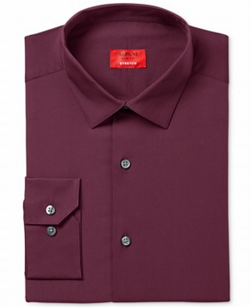 Alfani - Alfani Cranberry Mens Slim-Fit Button-Down Dress Shirt ...