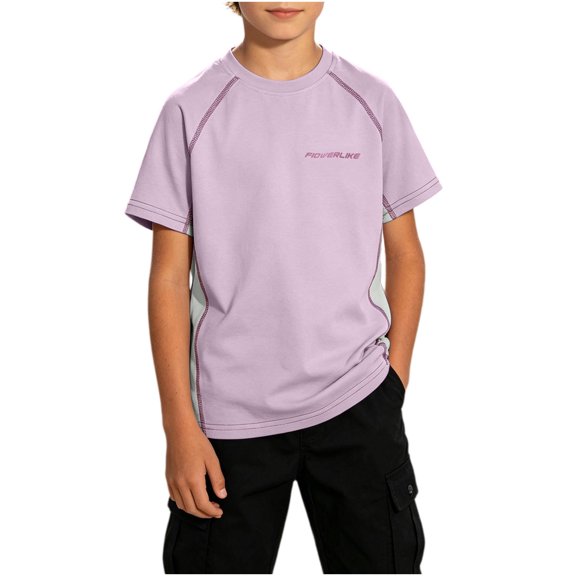 jobturf Boys Short Sleeve Shirts Kids Quick Dry Athletic Workout Tops Summer Crewneck T-Shirt Casual Basic Tees Size 4-16 Years